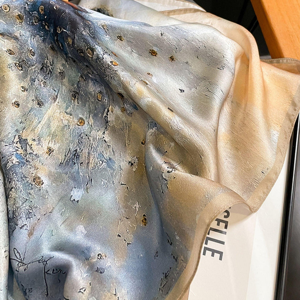 Oil painting texture Ballerina pattern mulberry silk scarf/65CM 100% mulberry silk scarf/Silk shawl/Gift for her