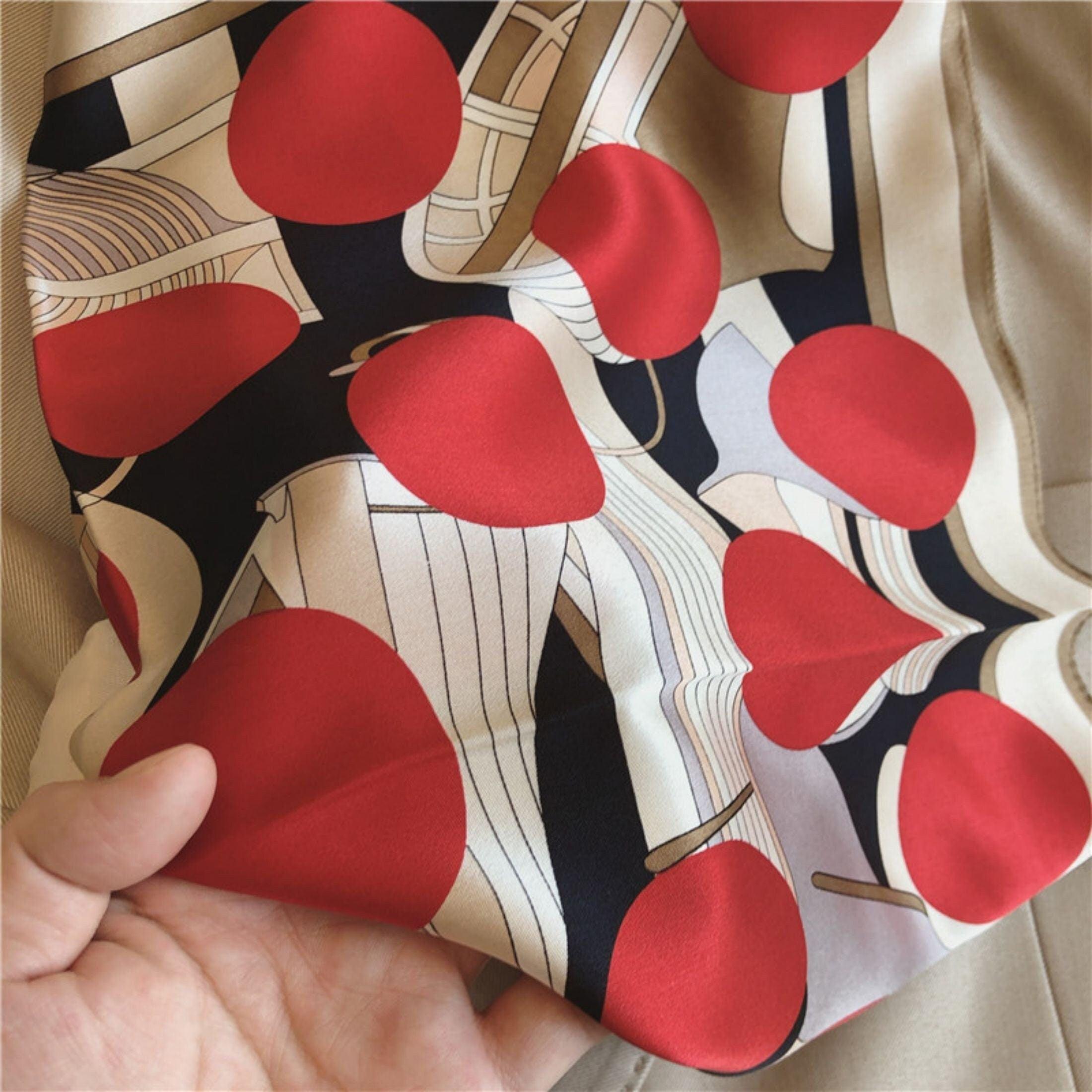 Red polka dot print 100% mulberry Silk Scarf/Silk head scarf/Silk hair scarf/Silk neck scarf/Mother's Day Gifts/Bag Accessory/Gift for her