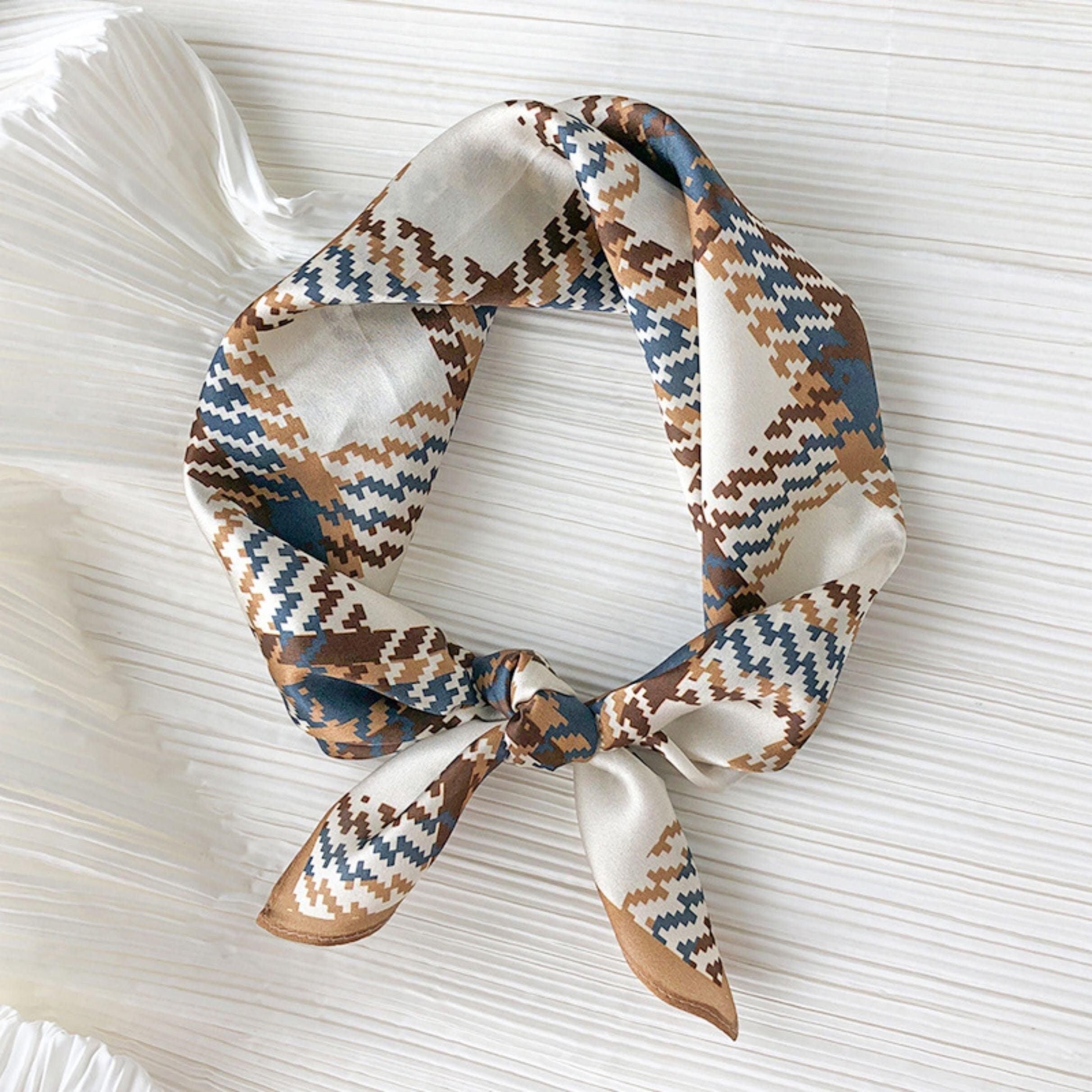 Scottish Plaid Silk Scarf/100% mulberry Silk Scarf/Silk head scarf/Silk hair scarf/Silk neck scarf/Silk bandana/Bag Accessory/Gift for her