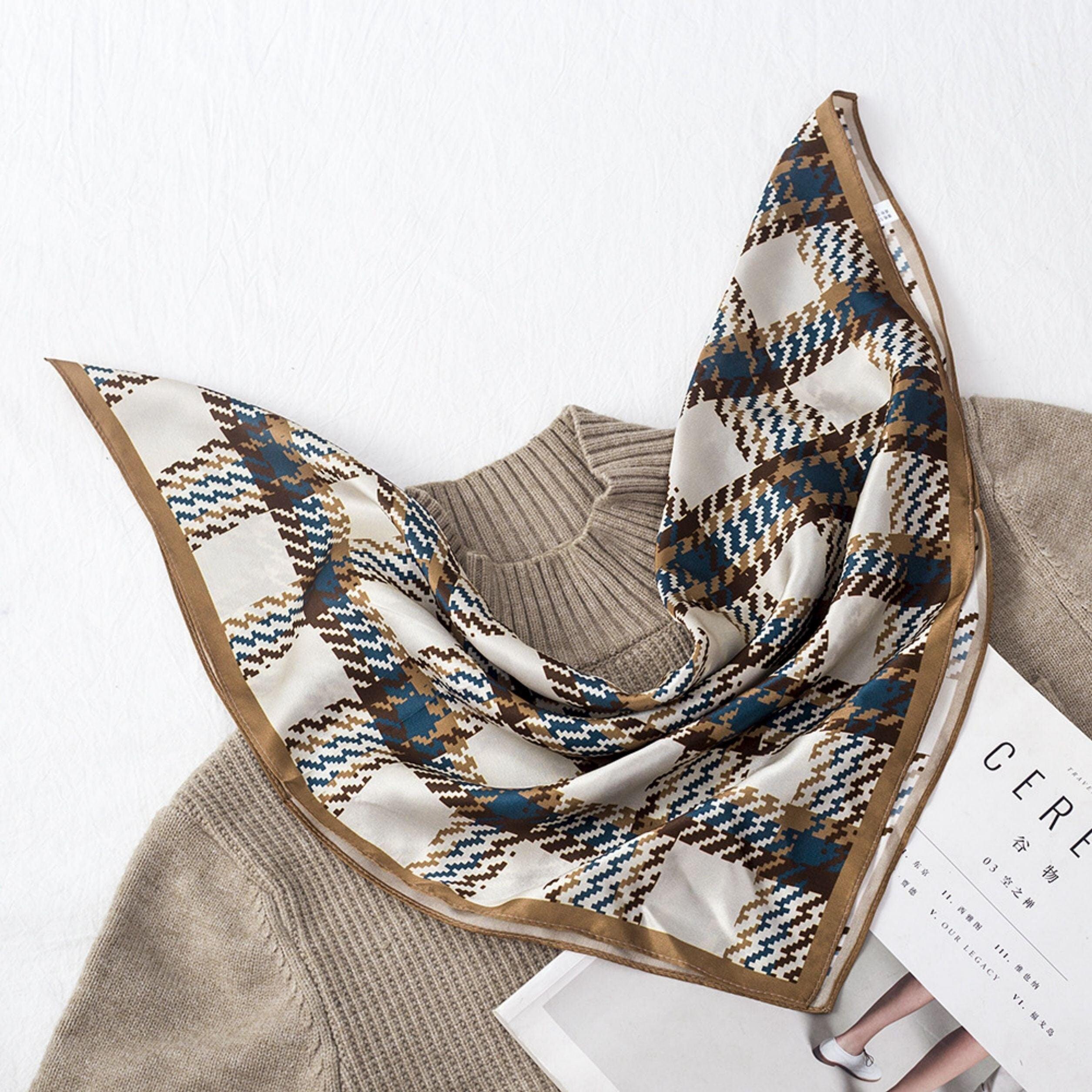 Scottish Plaid Silk Scarf/100% mulberry Silk Scarf/Silk head scarf/Silk hair scarf/Silk neck scarf/Silk bandana/Bag Accessory/Gift for her