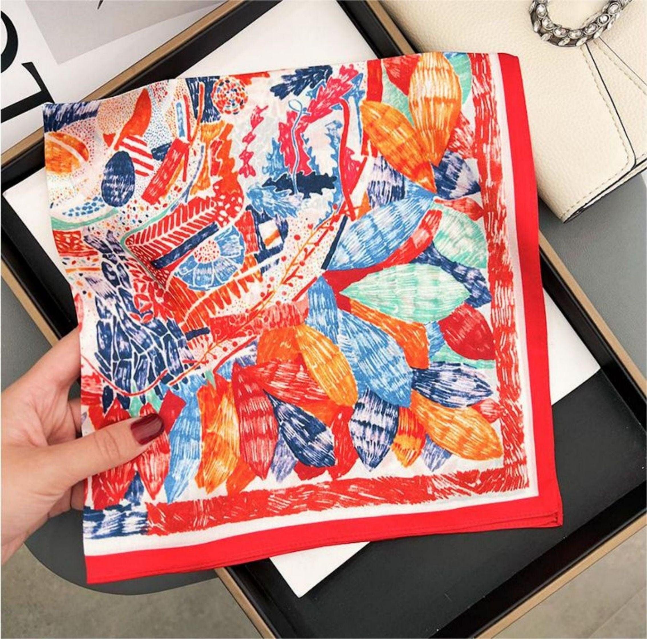 Red Flowers 100% mulberry Silk Scarf/Silk head scarf/Silk hair scarf/Silk neck scarf/Mother's Day Gifts/Bag Accessory/Gift for her