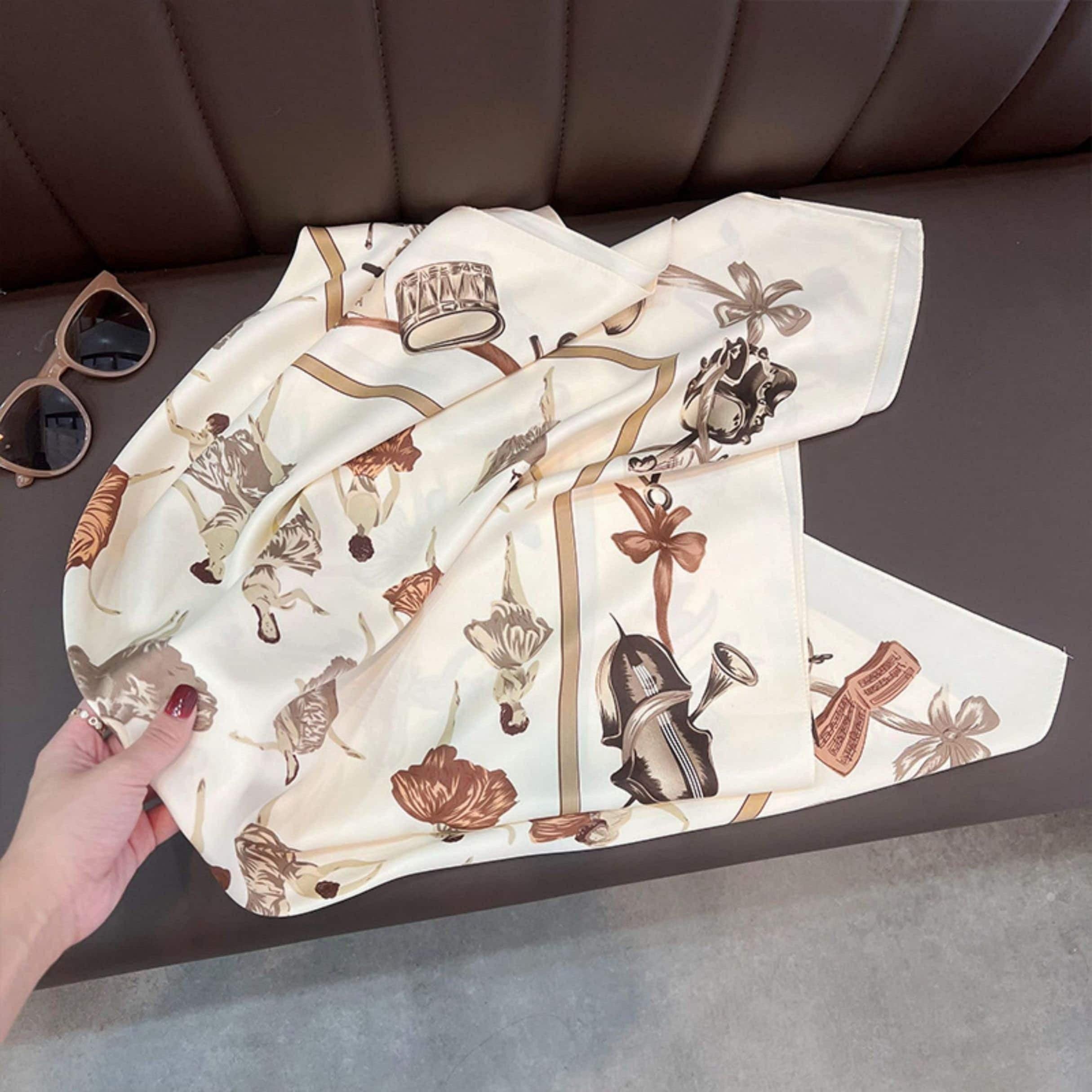 White Elegant Chic Large Satin Scarf | 90x90cm Bandana | Twill Satin Shawl | Perfect Gift for Her, Mother's Day