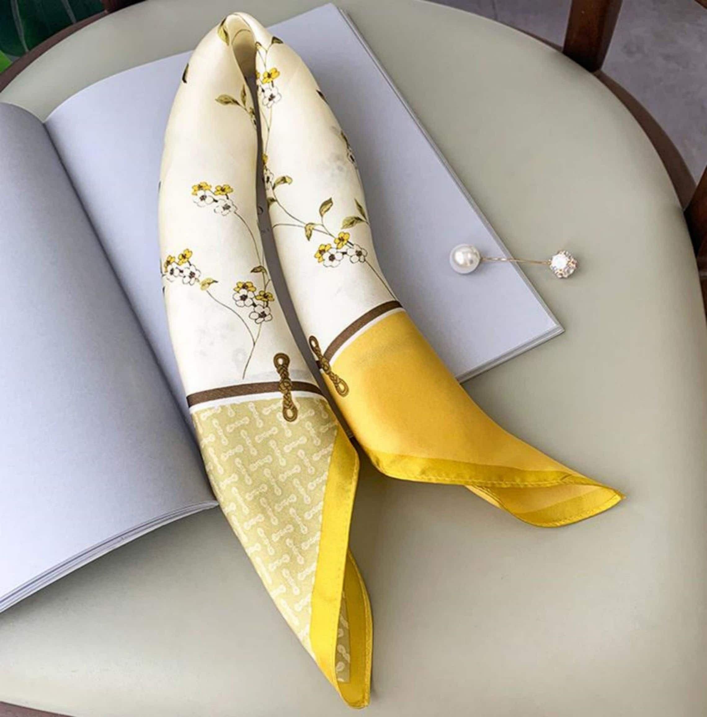 Elegant Flora 100% Mulberry Silk Scarf/Silk head scarf/Silk hair scarf/Silk neck scarf/Mother's Day Gifts/Bag Accessory/Gift for her