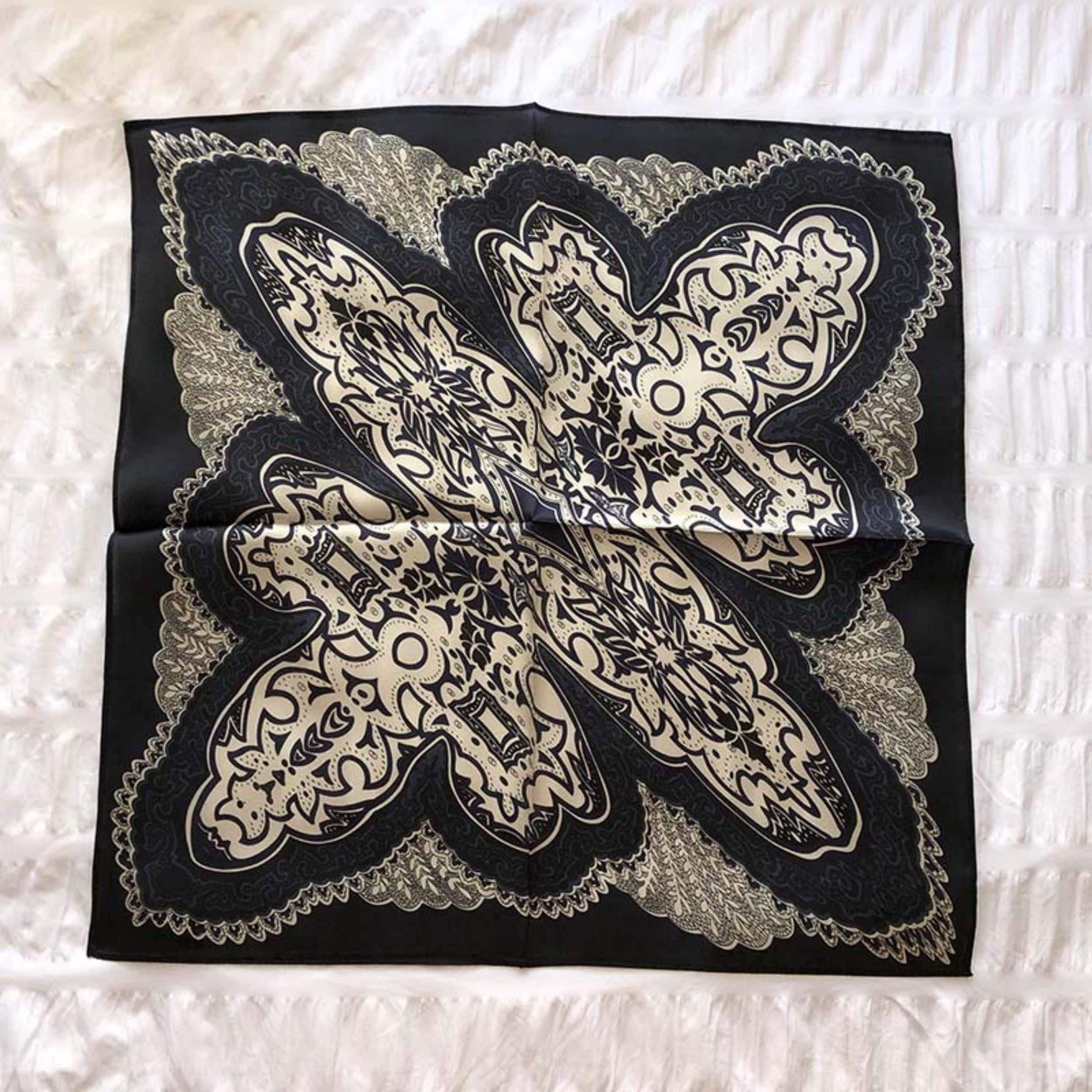 Navy blue Boho 100% mulberry Silk Scarf/Silk head scarf/Silk hair scarf/Silk neck scarf/Silk bandana/Bag Accessory/Gift for her/Navy blue