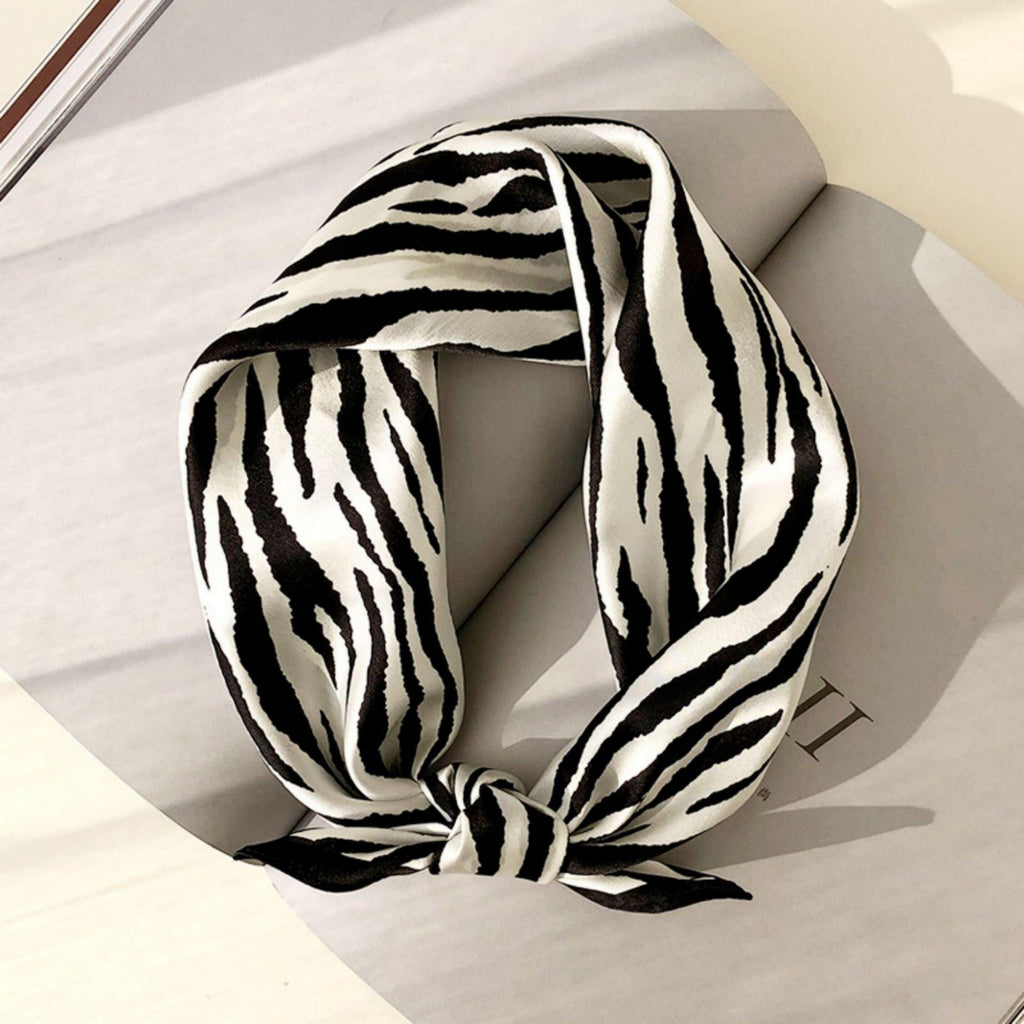 Zebra stripes 100% mulberry Silk Scarf/Silk head scarf/Silk hair scarf/Silk neck scarf/Mother's Day Gifts/Bag Accessory/Gift for her