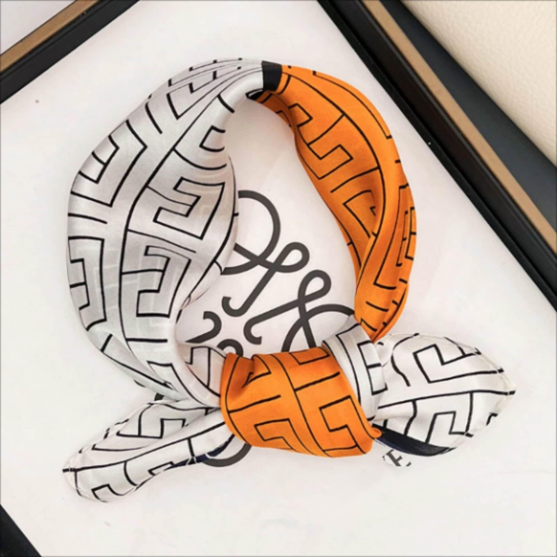 Geometric Color Blocking 100% mulberry Silk Scarf/Silk head scarf/Silk hair scarf/Silk neck scarf/Mother's Day Gifts/Bag Accessory/Gift for her/