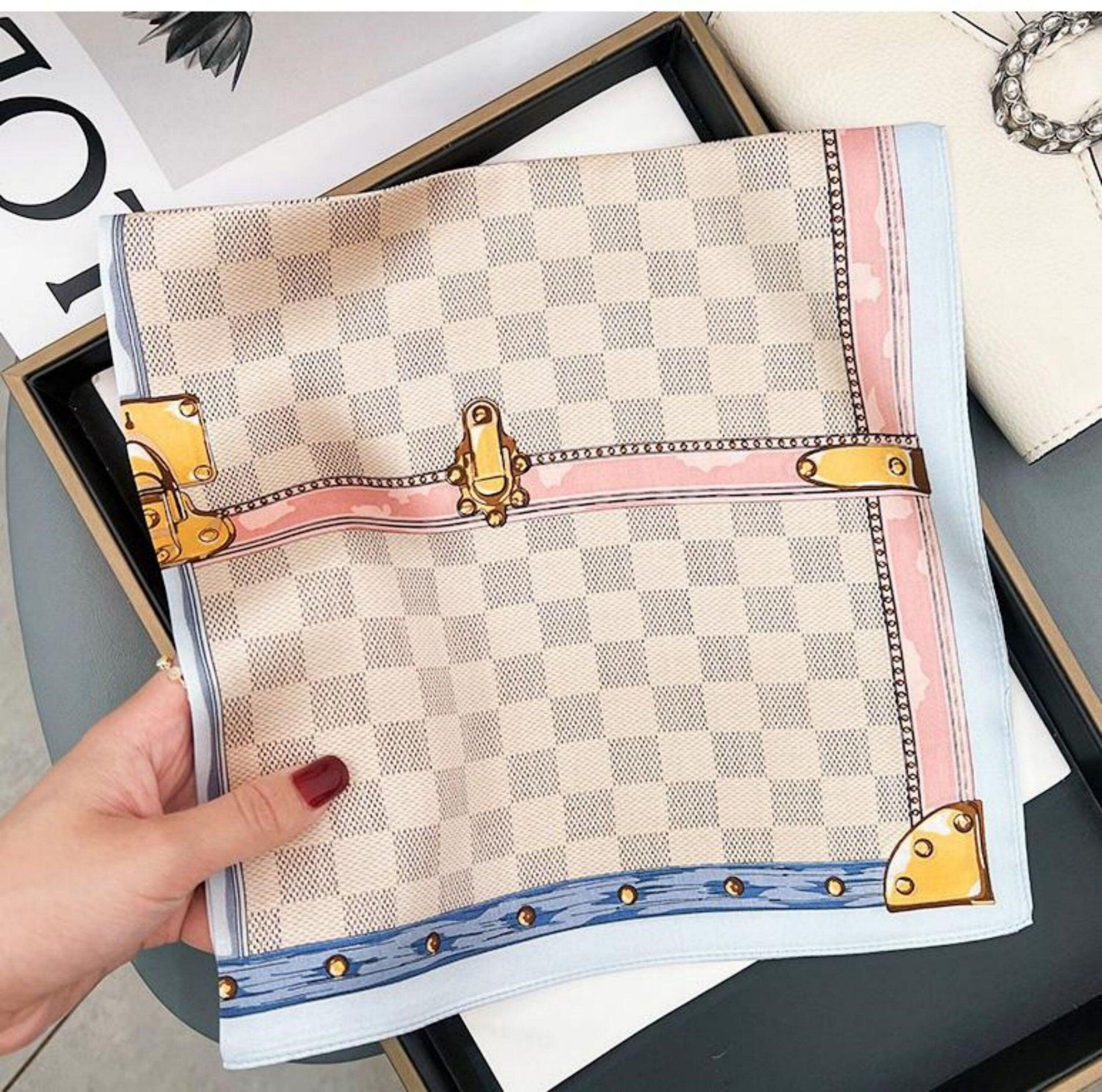 Orange Plaid Print 100% mulberry Silk Scarf/Silk head scarf/Silk hair scarf/Silk neck scarf/Mother's Day Gifts/Bag Accessory/Gift for her