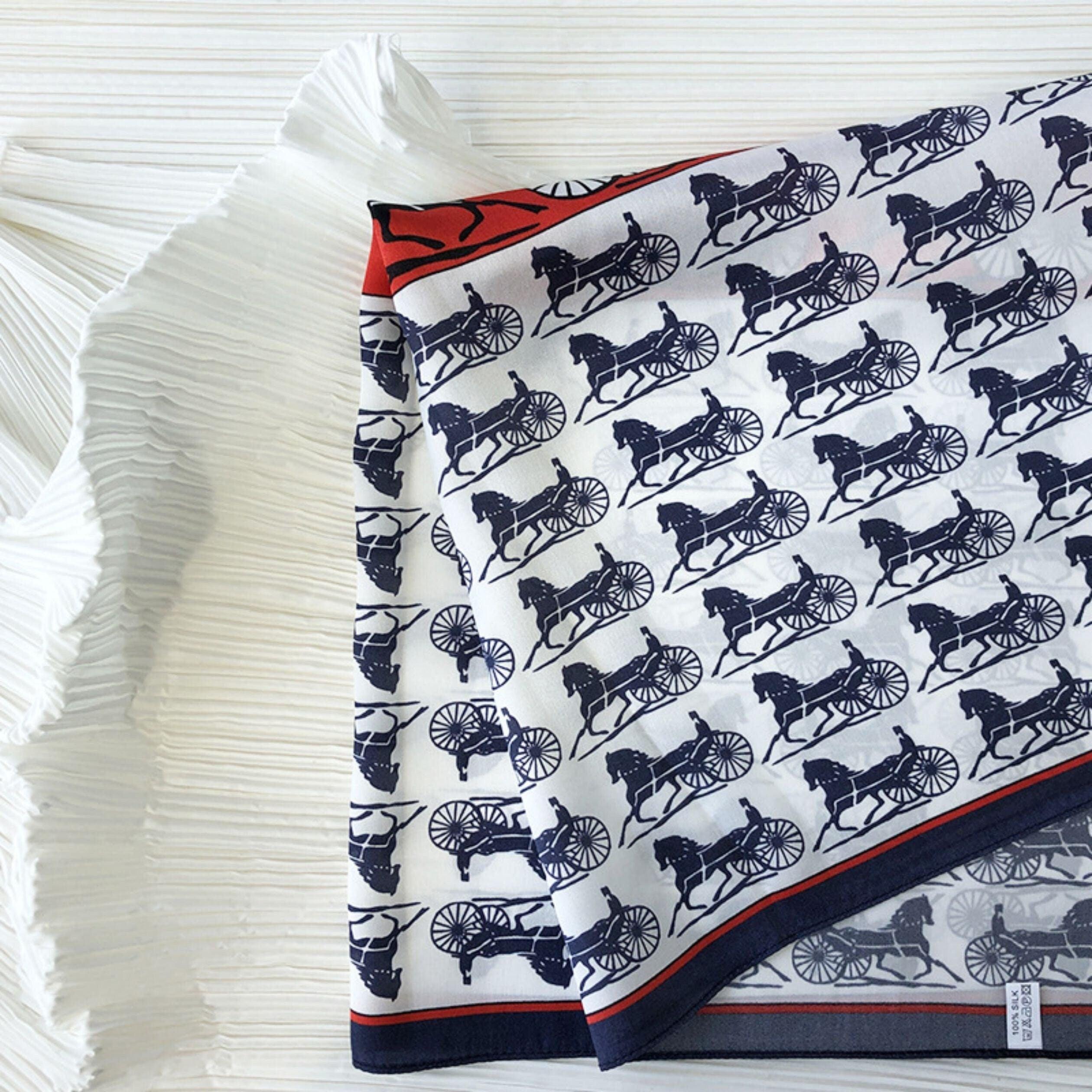 Retro carriage figure 100% mulberry Silk Scarf/Silk head scarf/Silk hair scarf/Silk neck scarf/Mother's Day Gifts/Bag Accessory/Gift for her