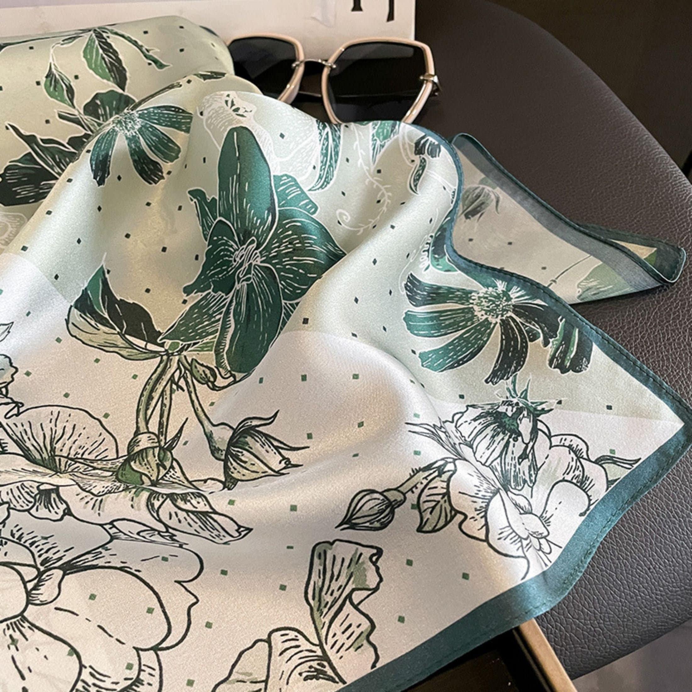 Pale green colour block 100% mulberry Silk Scarf/Silk head scarf/Silk hair scarf/Silk neck scarf/Bag Accessory/Gift for her