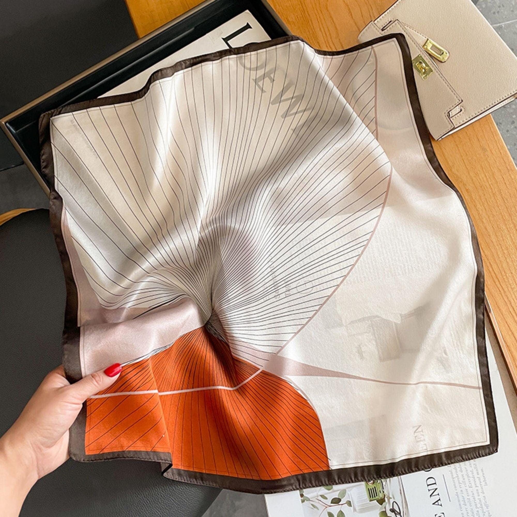 Striped Pattern Silk Scarf/100% mulberry Silk Scarf/Silk hair scarf/Silk neck scarf/Silk bandana/Bag Accessory/Gift for her