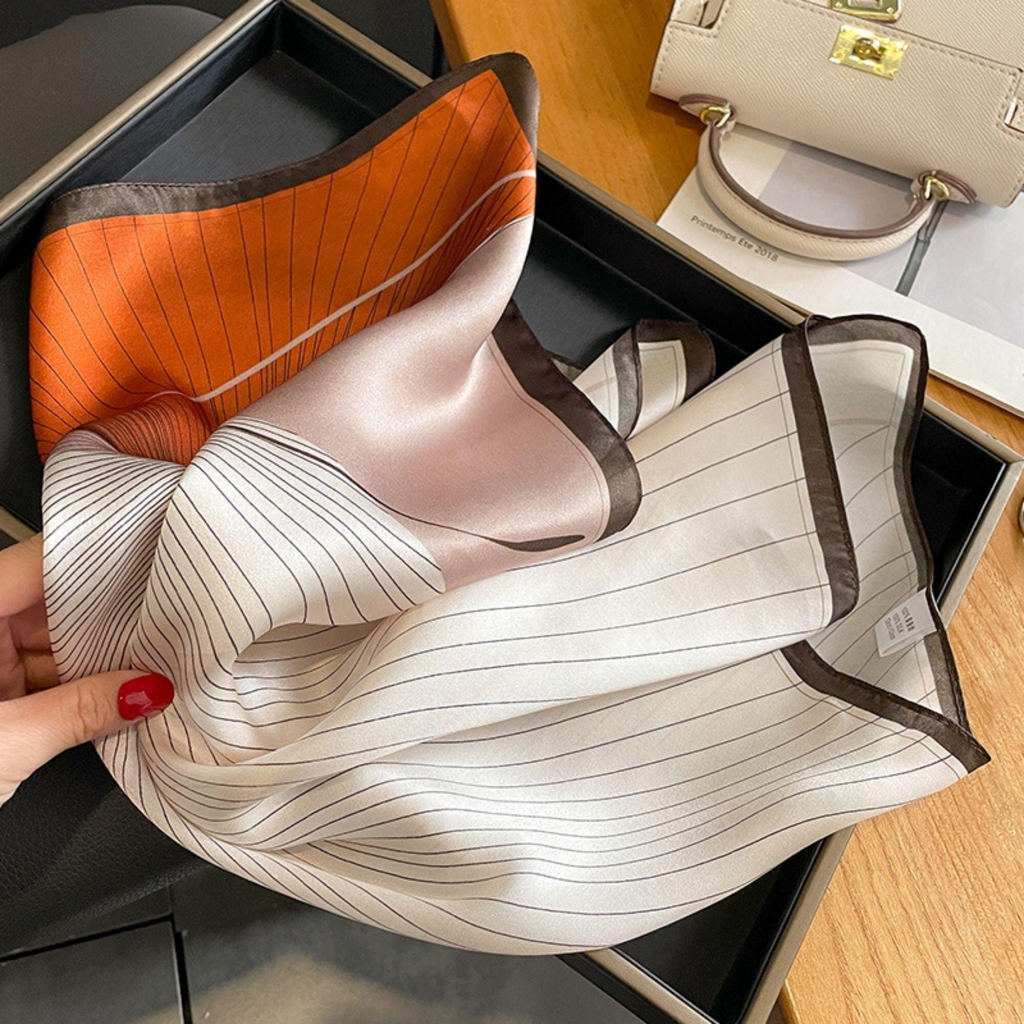 Striped Pattern Silk Scarf/100% mulberry Silk Scarf/Silk hair scarf/Silk neck scarf/Silk bandana/Bag Accessory/Gift for her
