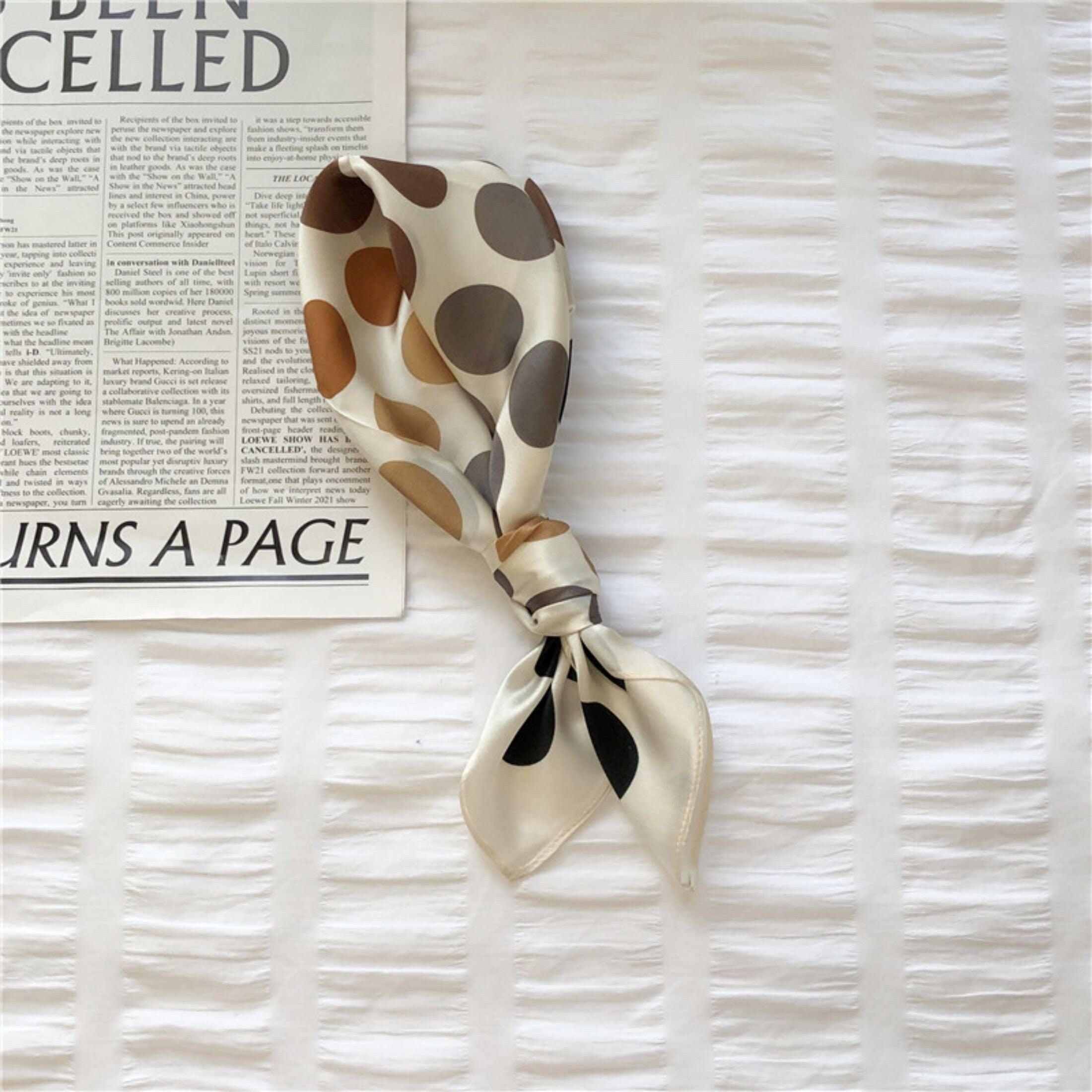 Caramel Polka Dots 100% mulberry Silk Scarf/Silk head scarf/Silk hair scarf/Silk neck scarf/Mother's Day Gifts/Bag Accessory/Gift for her