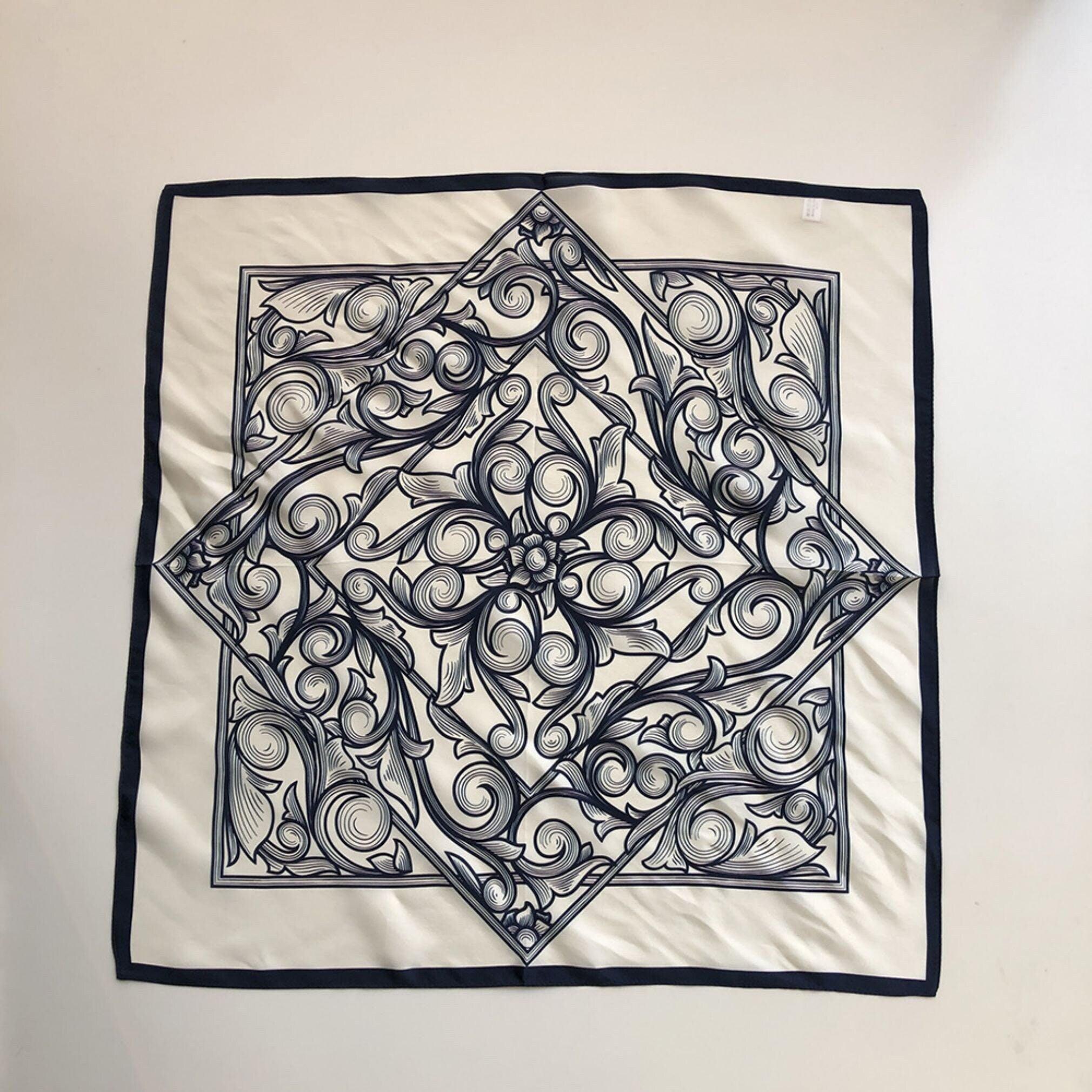 Vintage Boho Prints 100% mulberry Silk Scarf/Silk head scarf/Silk hair scarf/Silk neck scarf/Silk bandana/Bag Accessory/Gift for her