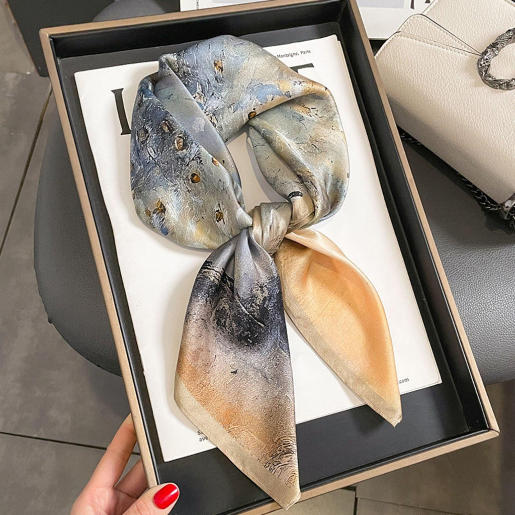 Oil painting texture Ballerina pattern mulberry silk scarf/65CM 100% mulberry silk scarf/Silk shawl/Gift for her